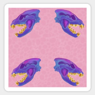 Diaphonized Hyena Skull Gold Teeth Pink Sticker